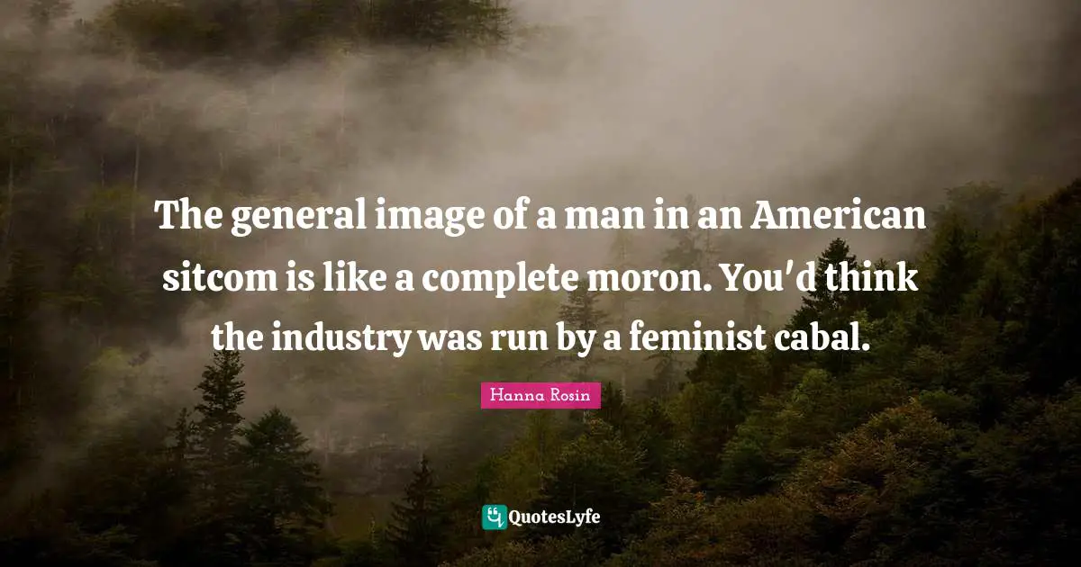 The general image of a man in an American sitcom is like a complete moron. You'd think the industry was run by a feminist cabal.
