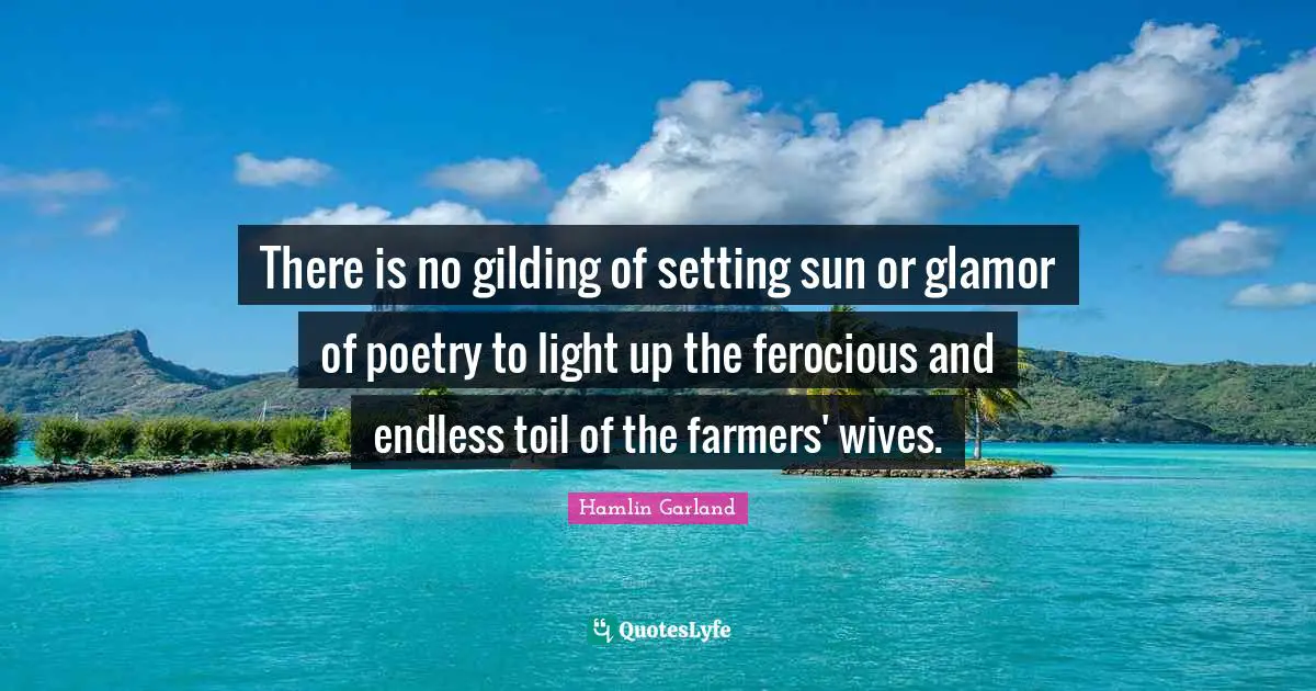 There is no gilding of setting sun or glamor of poetry to light up the ferocious and endless toil of the farmers' wives.