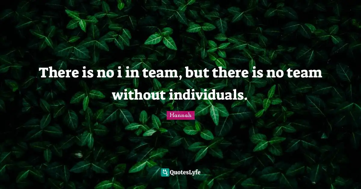 There Is No I In Team Quotes: "There is no i in team, but there is no team without individuals."