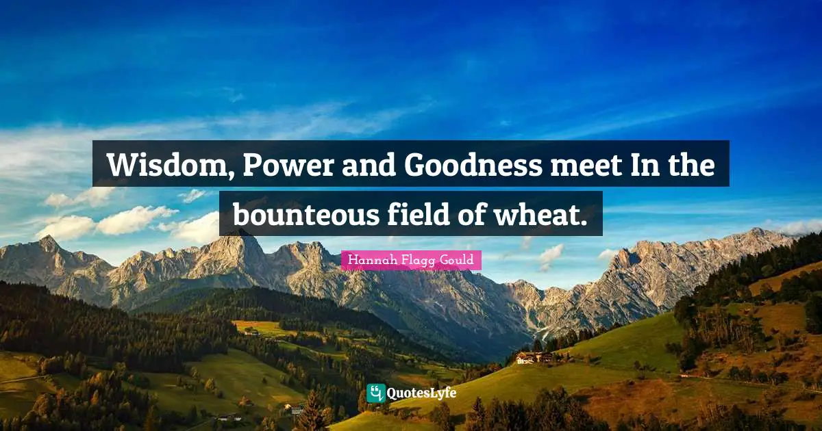 Wisdom, Power and Goodness meet In the bounteous field of wheat.