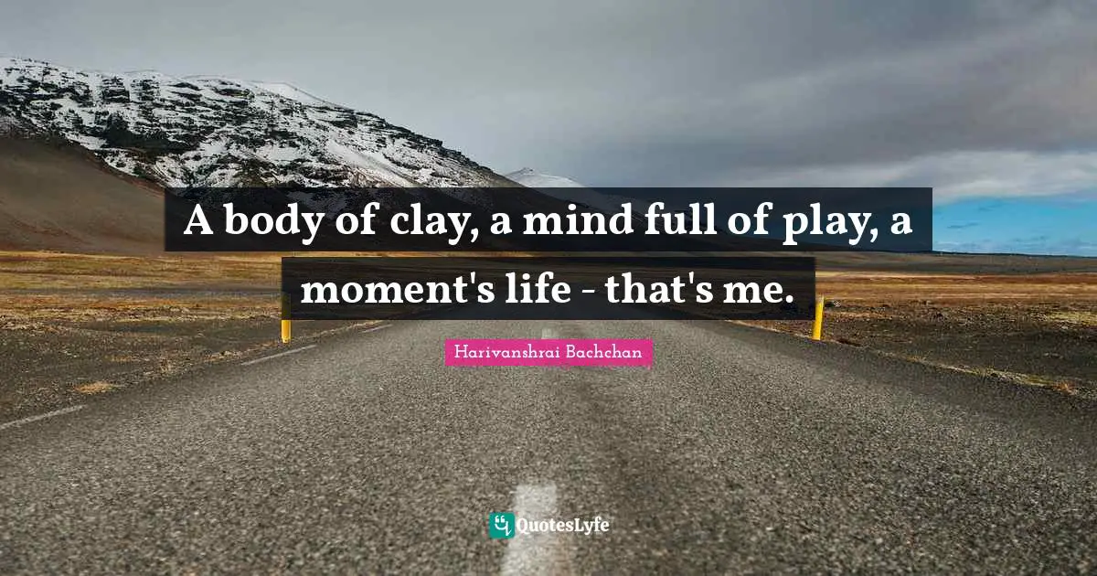 A body of clay, a mind full of play, a moment's life - that's me.