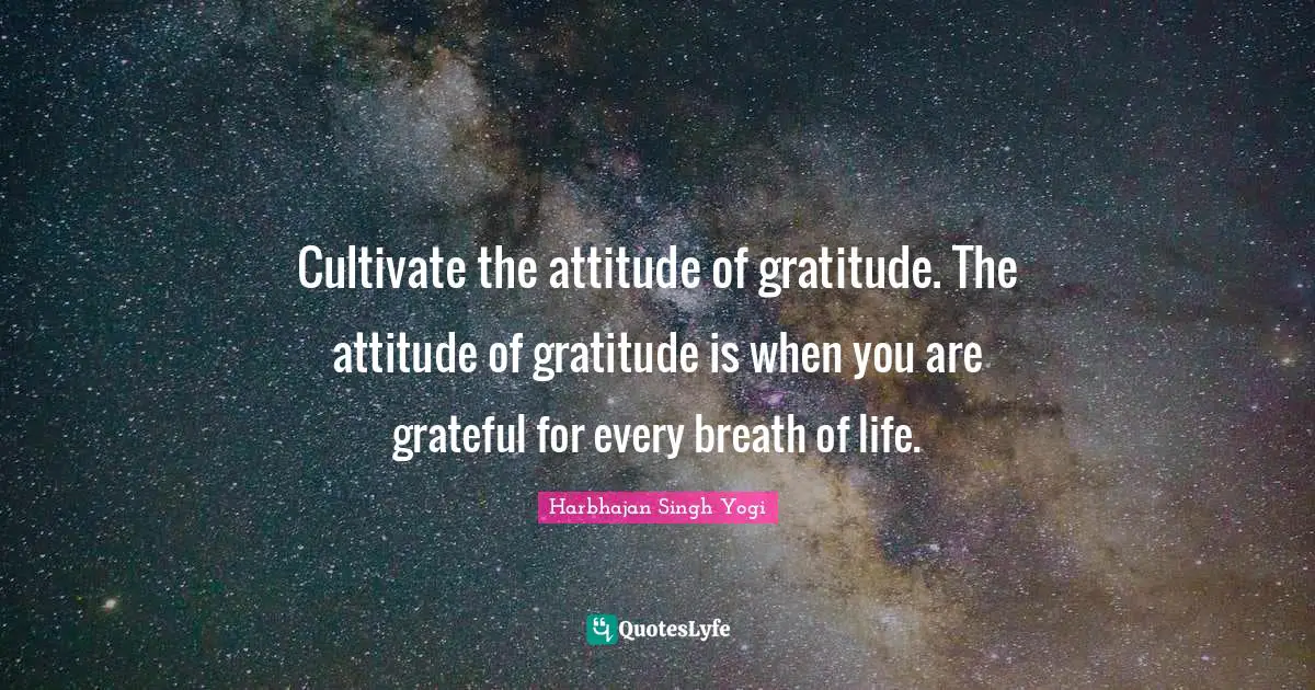 Gratitude Attitude Quotes: "Cultivate the attitude of gratitude. The attitude of gratitude is when you are grateful for every breath of life."