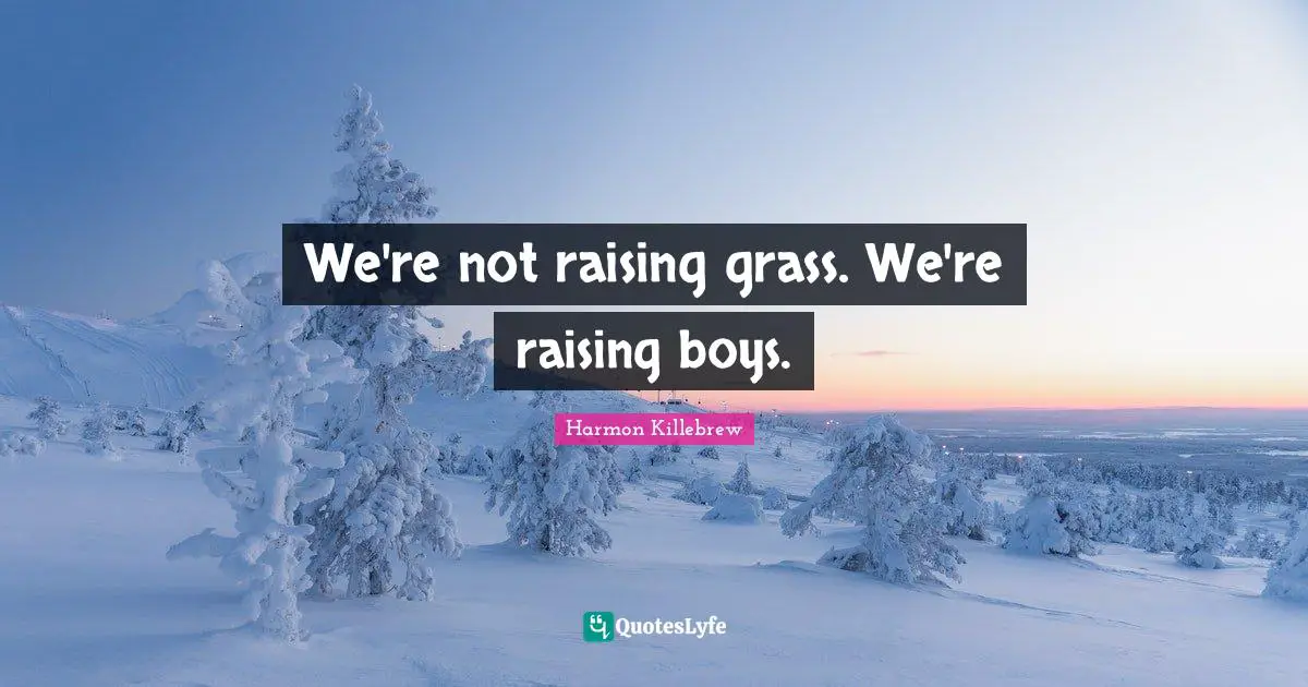 Harmon Killebrew Quotes: "We're not raising grass. We're raising boys."