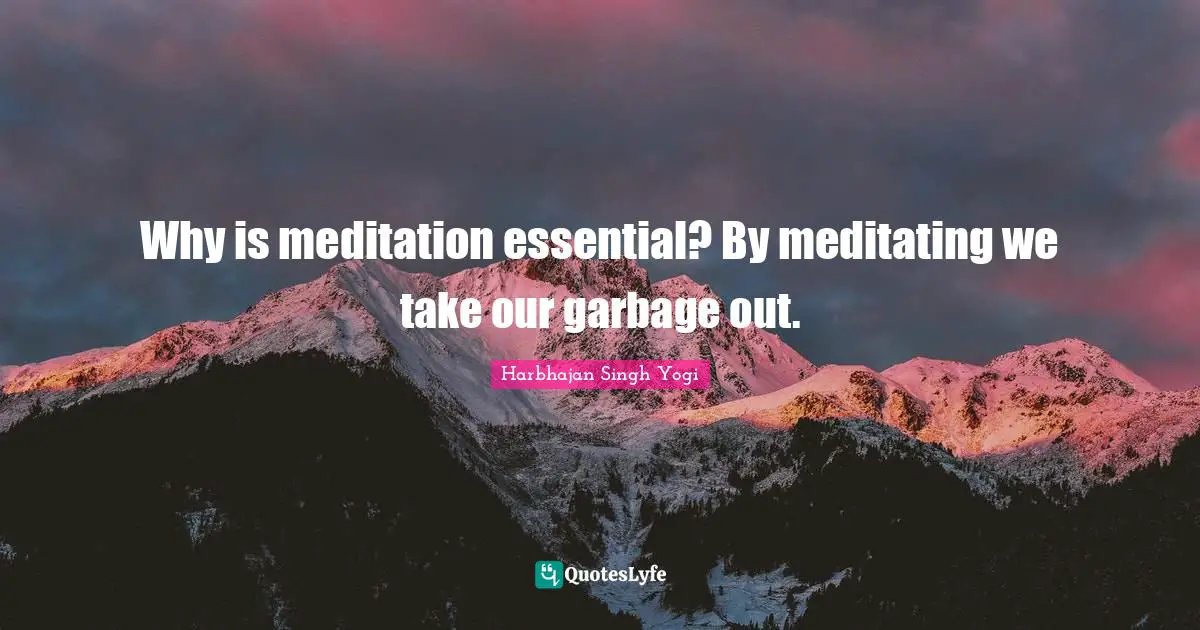 Why is meditation essential? By meditating we take our garbage out.