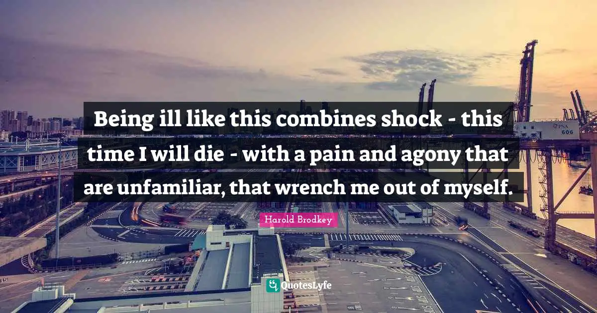 Being ill like this combines shock - this time I will die - with a pain and agony that are unfamiliar, that wrench me out of myself.