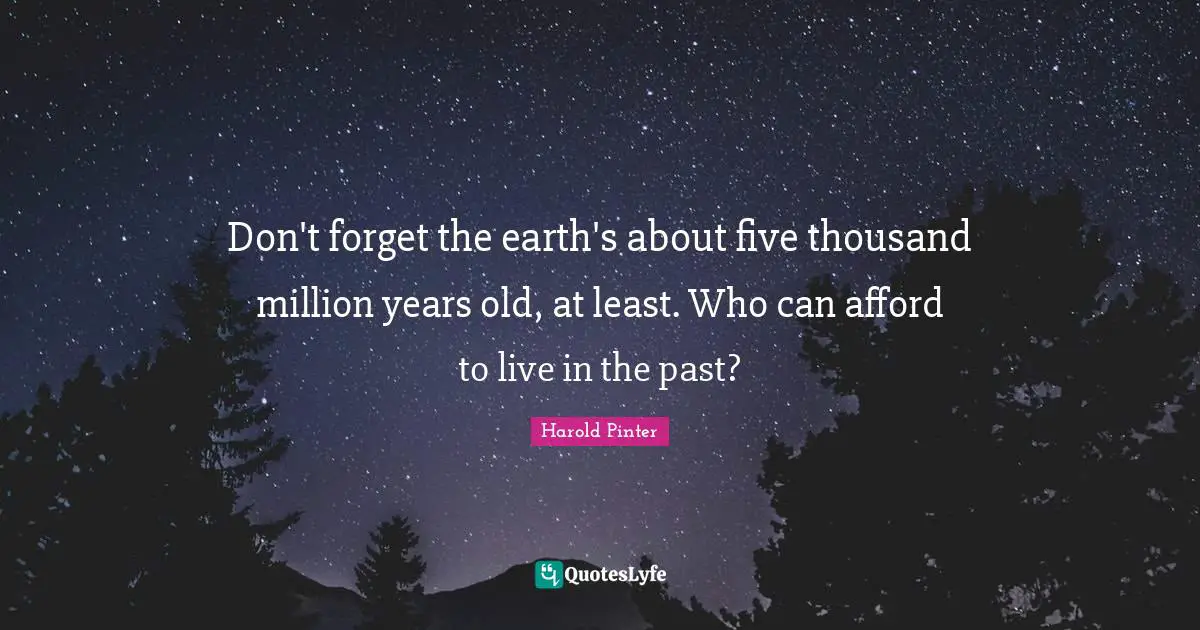 Five Years Quotes: "Don't forget the earth's about five thousand million years old, at least. Who can afford to live in the past?"