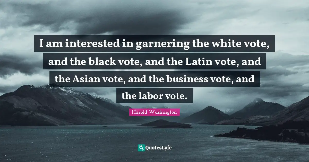 I am interested in garnering the white vote, and the black vote, and the Latin vote, and the Asian vote, and the business vote, and the labor vote.