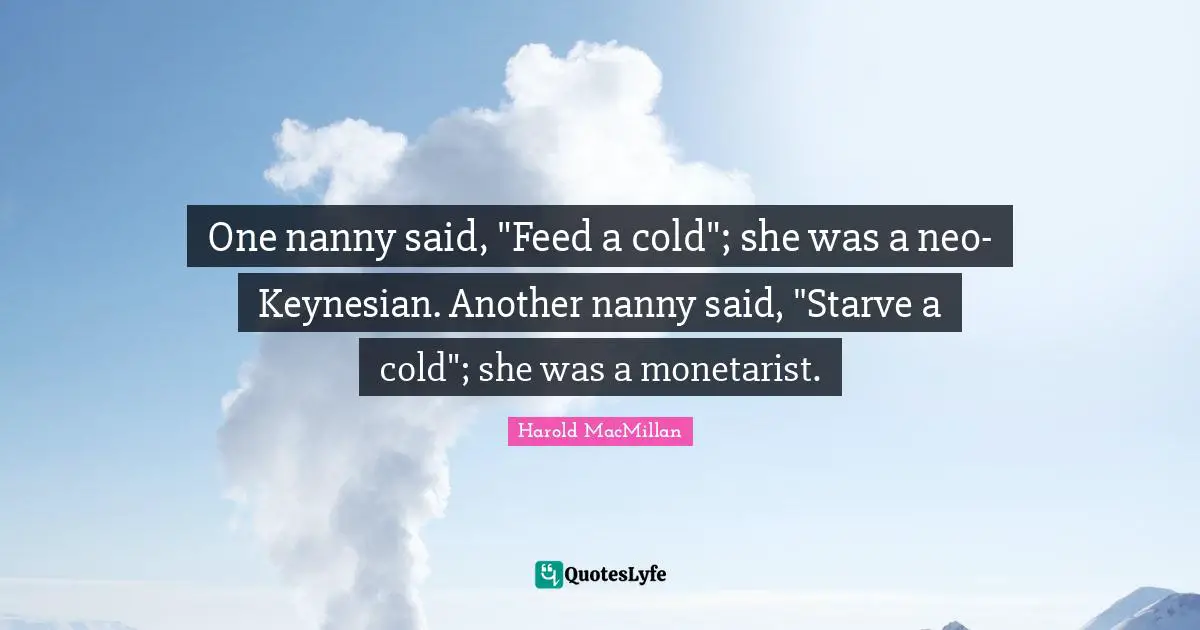 One nanny said, "Feed a cold"; she was a neo-Keynesian. Another nanny said, "Starve a cold"; she was a monetarist.