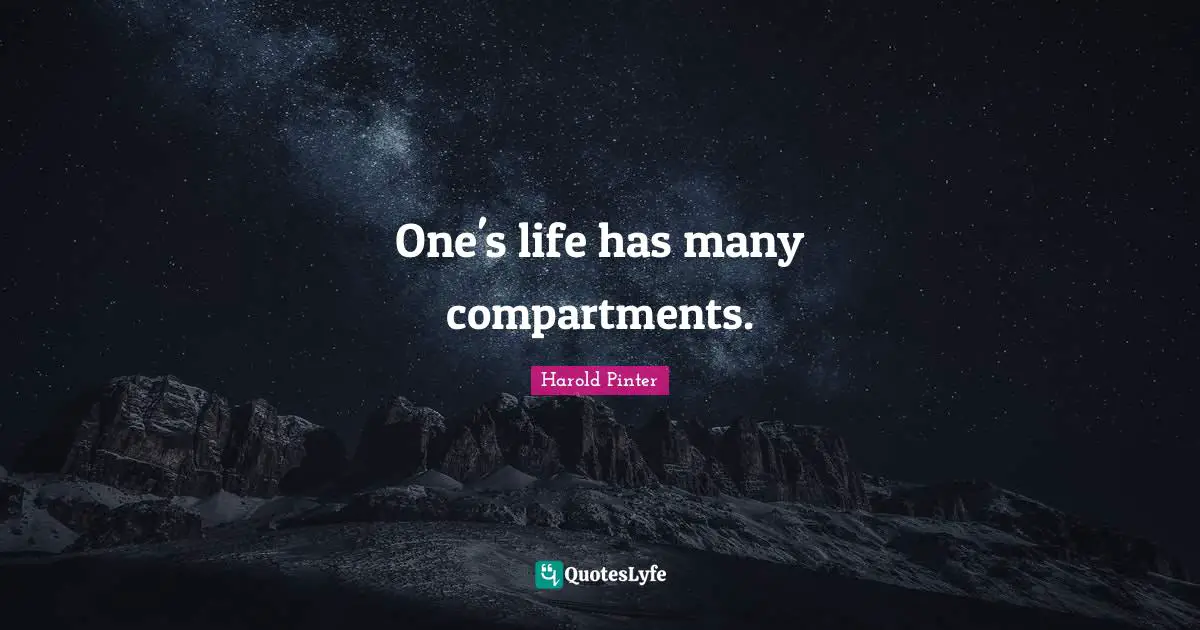 Harold Pinter Quotes: "One's life has many compartments."