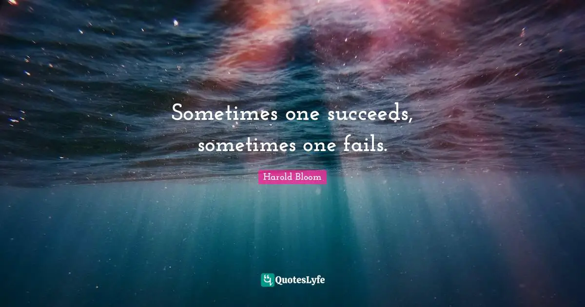 Sometimes one succeeds, sometimes one fails.