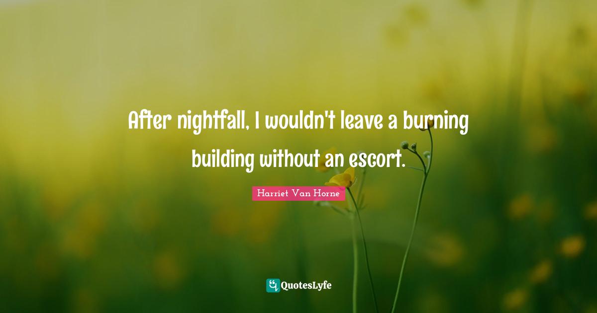 After nightfall, I wouldn't leave a burning building without an escort.
