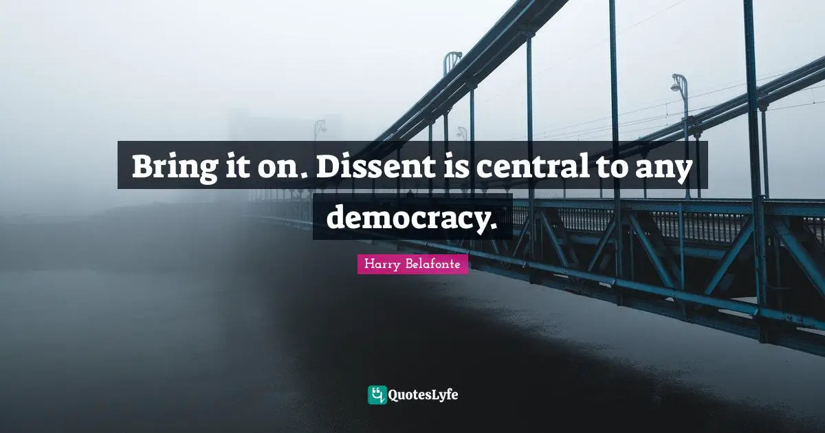 Bring it on. Dissent is central to any democracy.