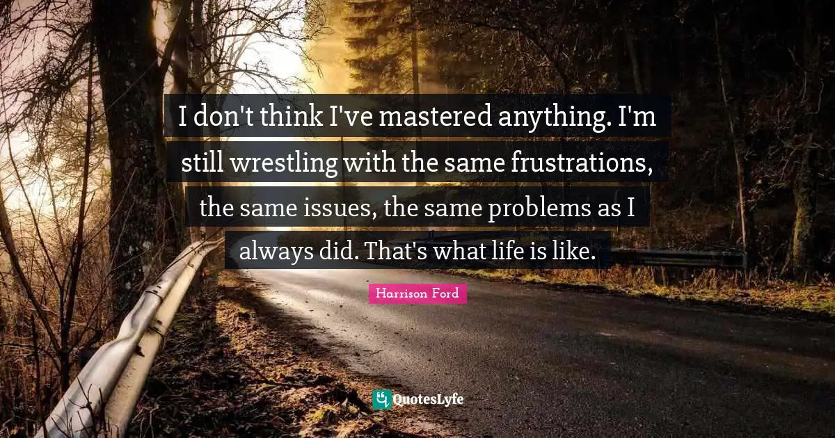 I don't think I've mastered anything. I'm still wrestling with the same frustrations, the same issues, the same problems as I always did. That's what life is like.