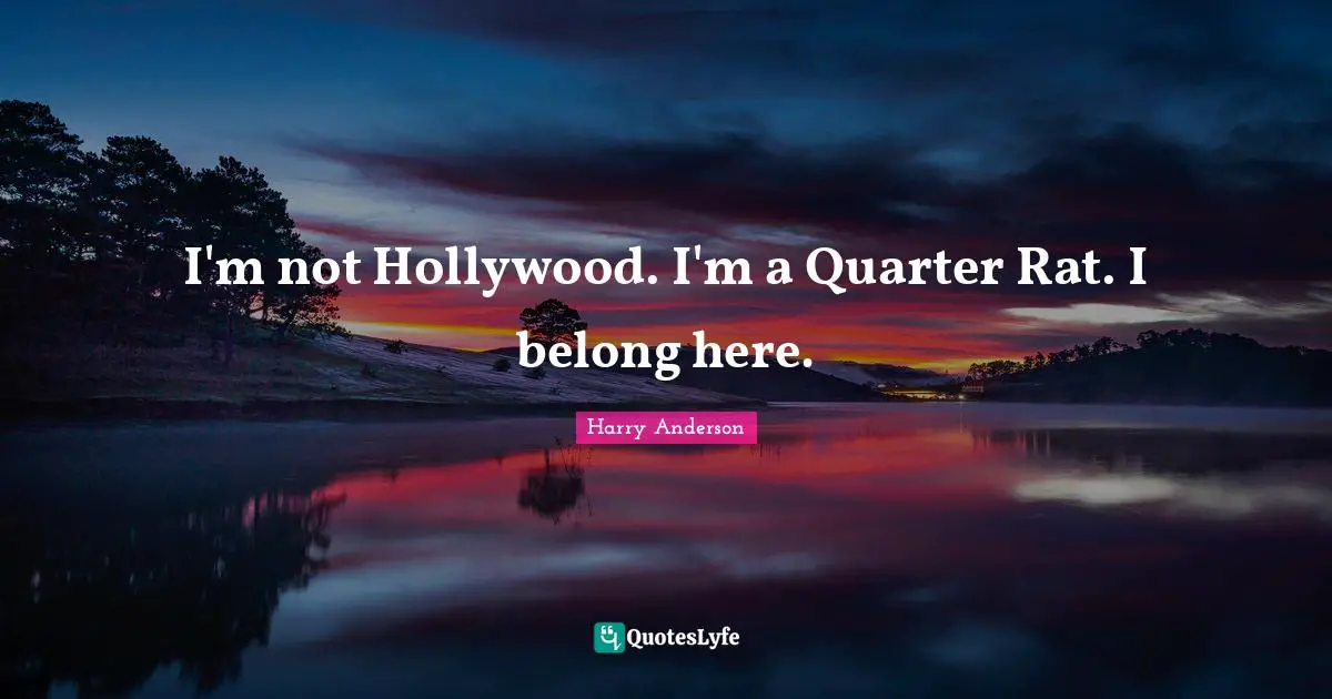 Harry Anderson Quotes: "I'm not Hollywood. I'm a Quarter Rat. I belong here."