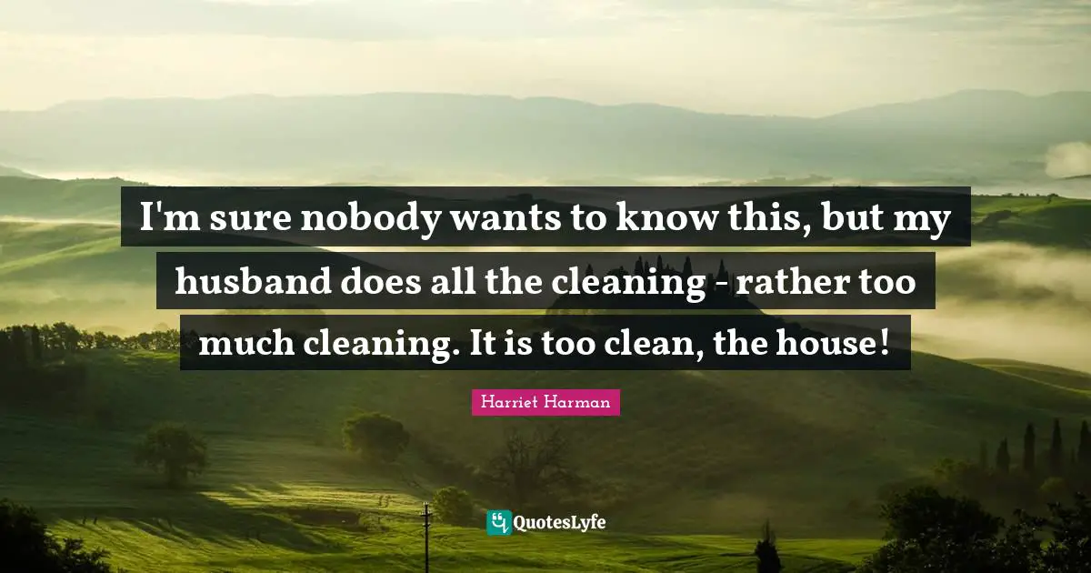 I'm sure nobody wants to know this, but my husband does all the cleaning - rather too much cleaning. It is too clean, the house!
