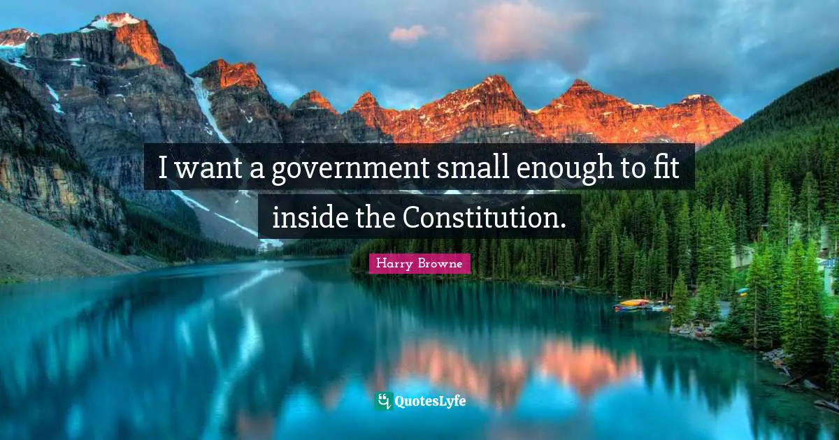 I want a government small enough to fit inside the Constitution.