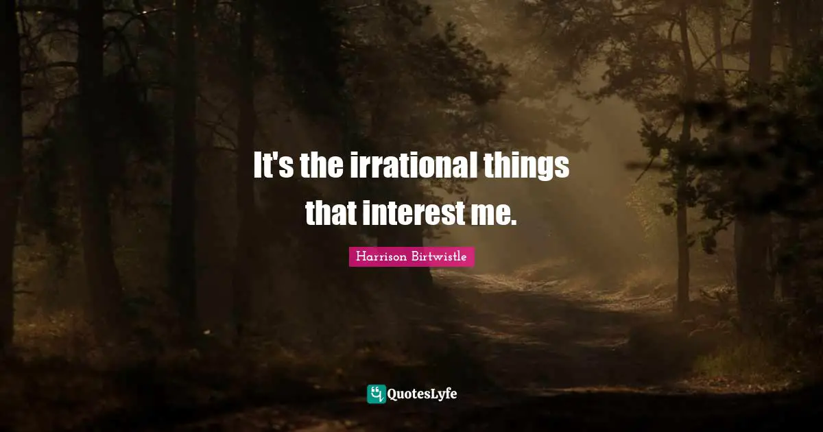 It's the irrational things that interest me.