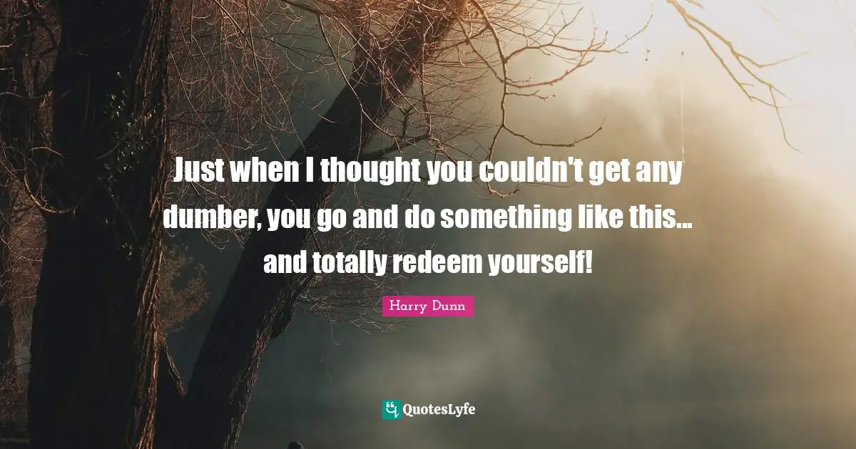 Just when I thought you couldn't get any dumber, you go and do something like this... and totally redeem yourself!