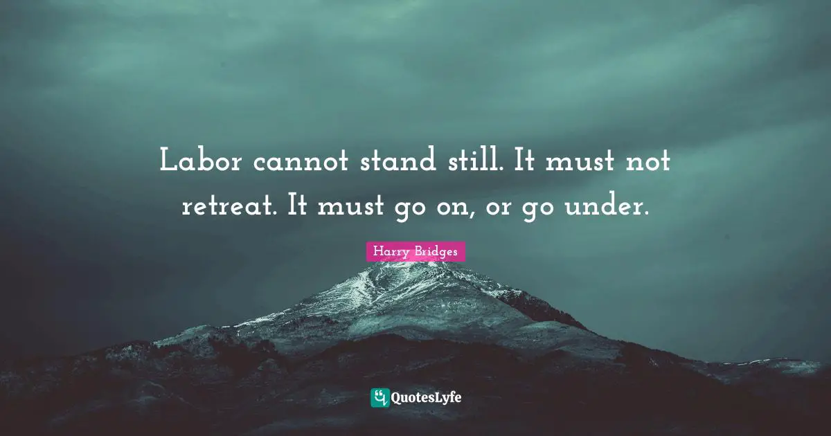 Labor cannot stand still. It must not retreat. It must go on, or go under.