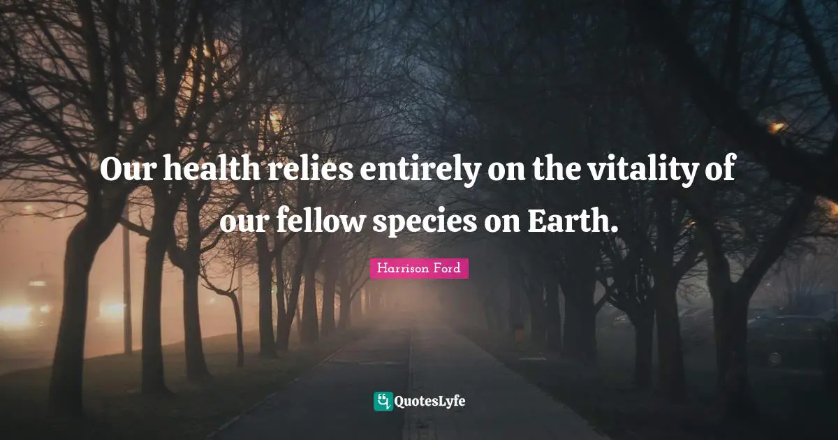 Our health relies entirely on the vitality of our fellow species on Earth.