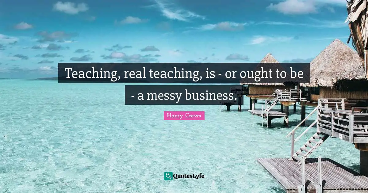 Teaching, real teaching, is - or ought to be - a messy business.