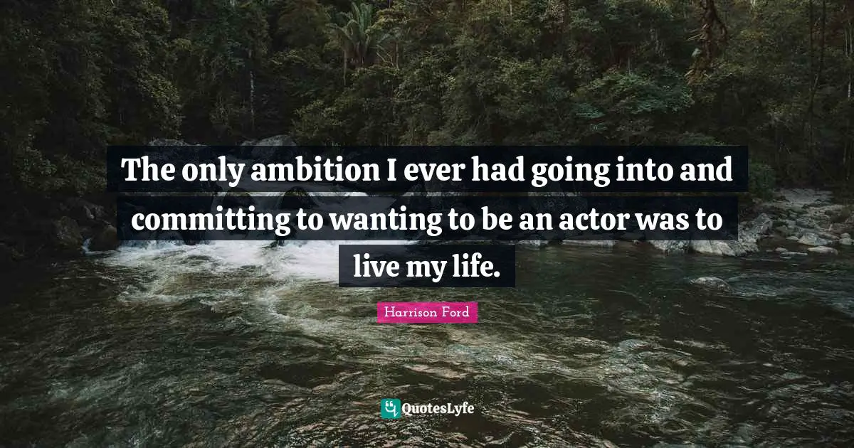 The only ambition I ever had going into and committing to wanting to be an actor was to live my life.