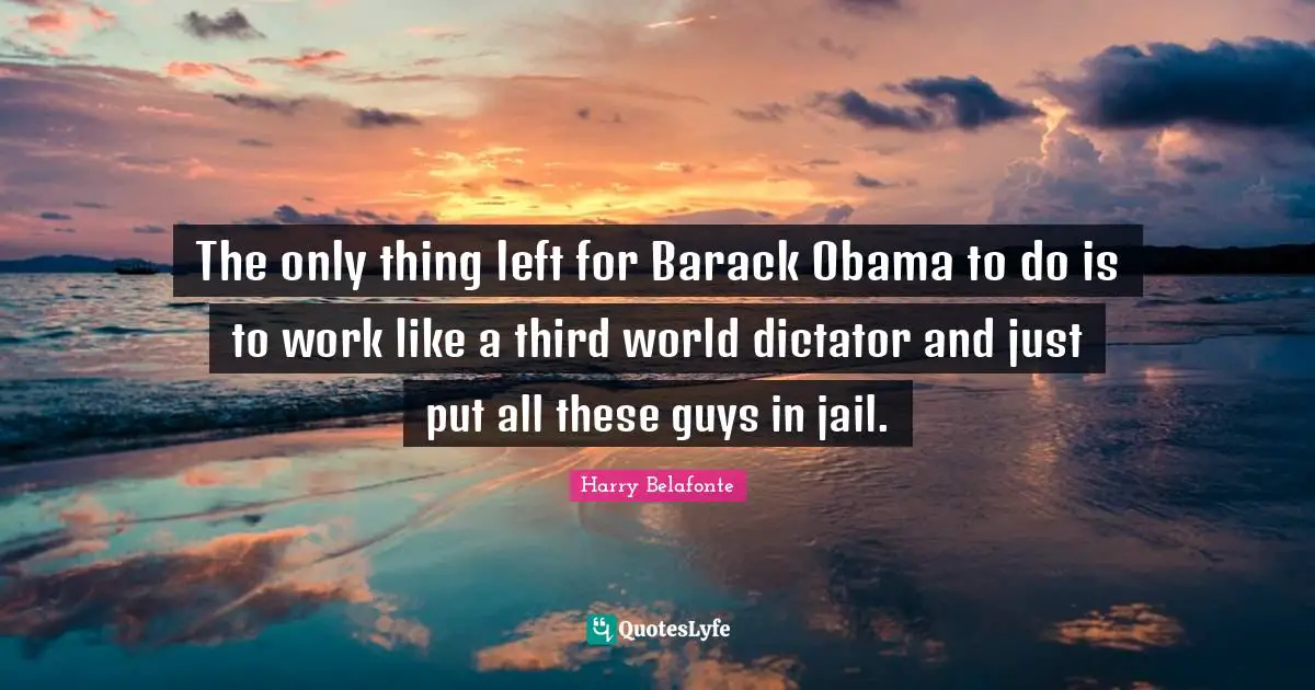 The only thing left for Barack Obama to do is to work like a third world dictator and just put all these guys in jail.