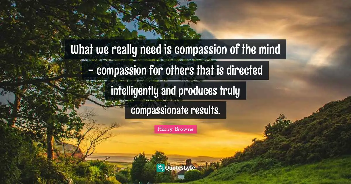 What we really need is compassion of the mind - compassion for others that is directed intelligently and produces truly compassionate results.