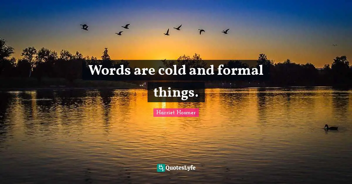 Words are cold and formal things.