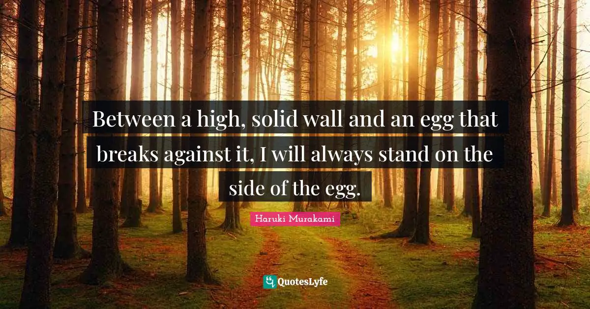 Between a high, solid wall and an egg that breaks against it, I will always stand on the side of the egg.