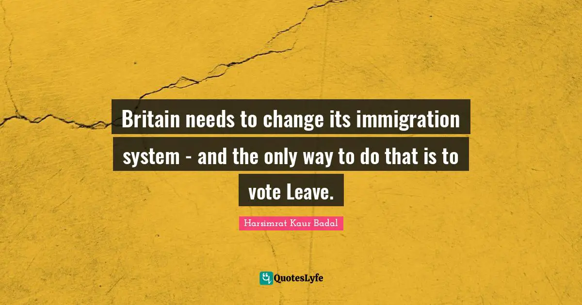 Britain needs to change its immigration system - and the only way to do that is to vote Leave.