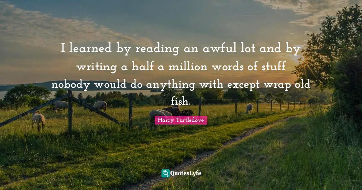 I learned by reading an awful lot and by writing a half a million words of stuff nobody would do anything with except wrap old fish.