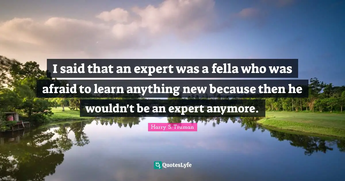 I said that an expert was a fella who was afraid to learn anything new because then he wouldn't be an expert anymore.