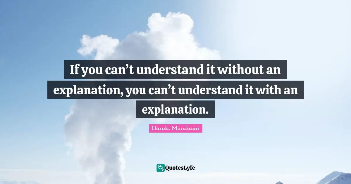 Explanation Quotes: "If you can’t understand it without an explanation, you can’t understand it with an explanation."