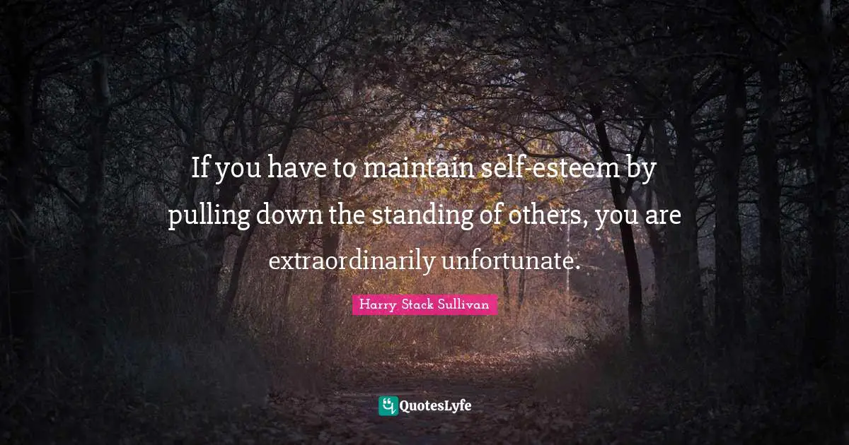 Esteem Quotes: "If you have to maintain self-esteem by pulling down the standing of others, you are extraordinarily unfortunate."