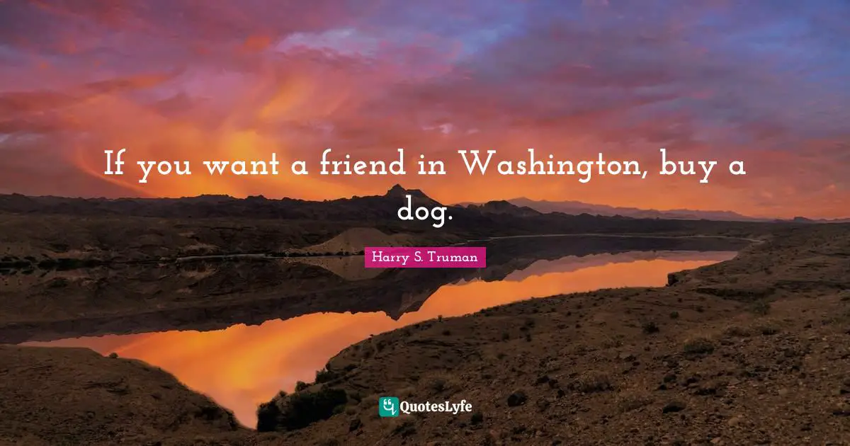 Harry S. Truman Quotes: "If you want a friend in Washington, buy a dog."