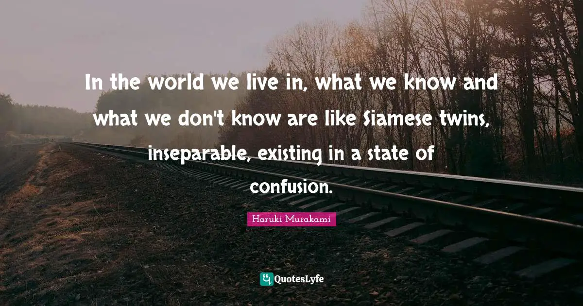 In the world we live in, what we know and what we don't know are like Siamese twins, inseparable, existing in a state of confusion.