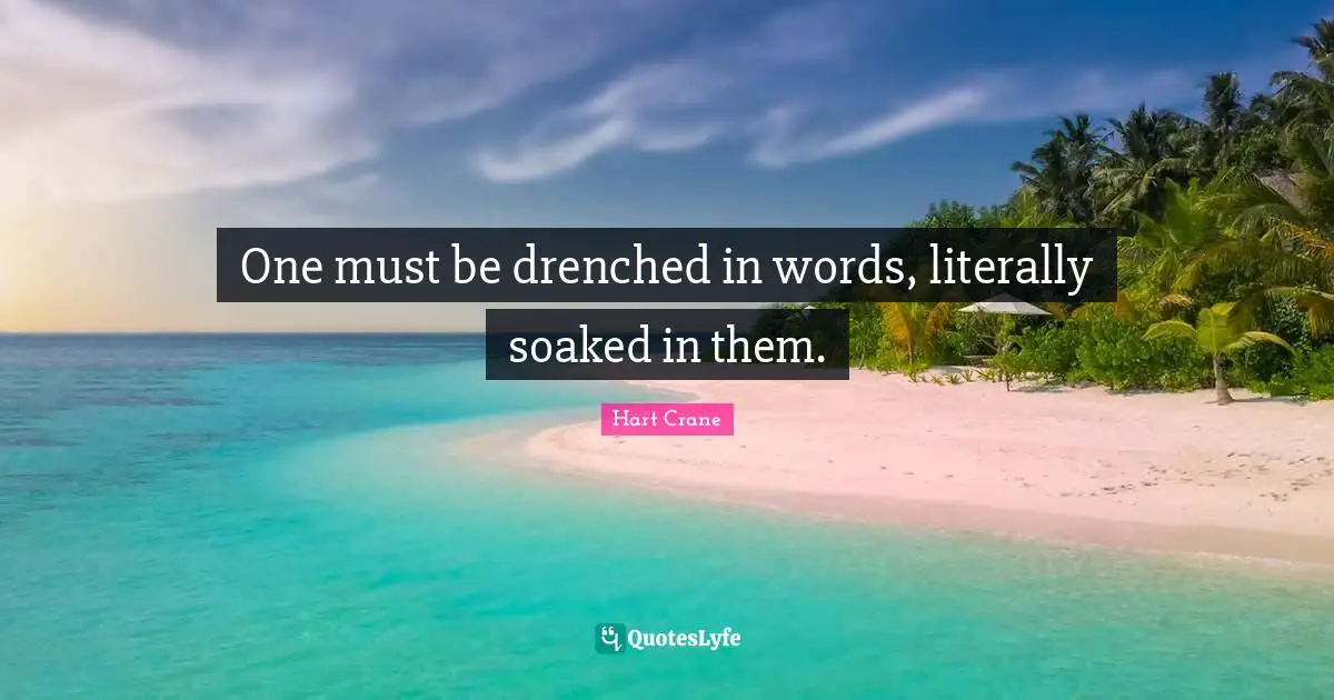 One must be drenched in words, literally soaked in them.