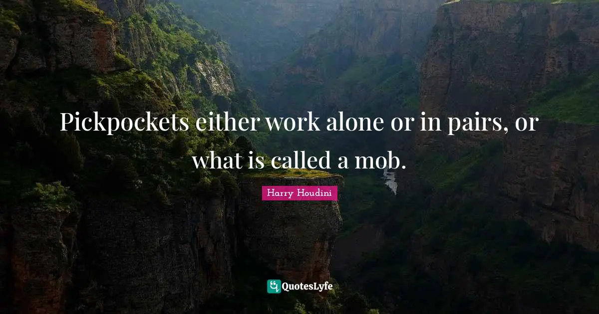 Pickpockets either work alone or in pairs, or what is called a mob.