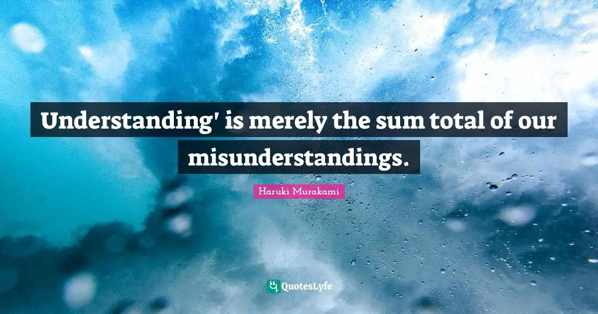 Understanding' is merely the sum total of our misunderstandings.
