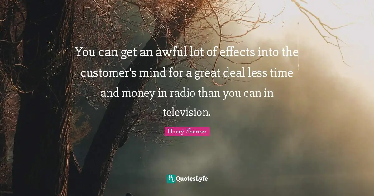 You can get an awful lot of effects into the customer's mind for a great deal less time and money in radio than you can in television.