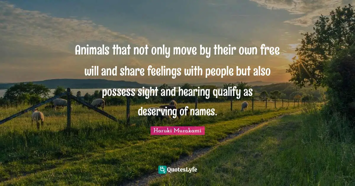Animals that not only move by their own free will and share feelings with people but also possess sight and hearing qualify as deserving of names.