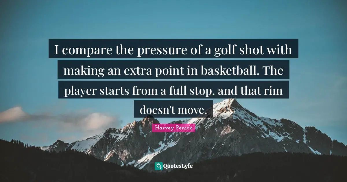 I compare the pressure of a golf shot with making an extra point in basketball. The player starts from a full stop, and that rim doesn't move.
