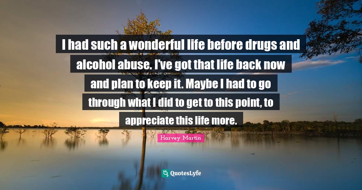 It S A Wonderful Life Quotes: "I had such a wonderful life before drugs and alcohol abuse. I've got that life back now and plan to keep it. Maybe I had to go through what I did to get to this point, to appreciate this life more."