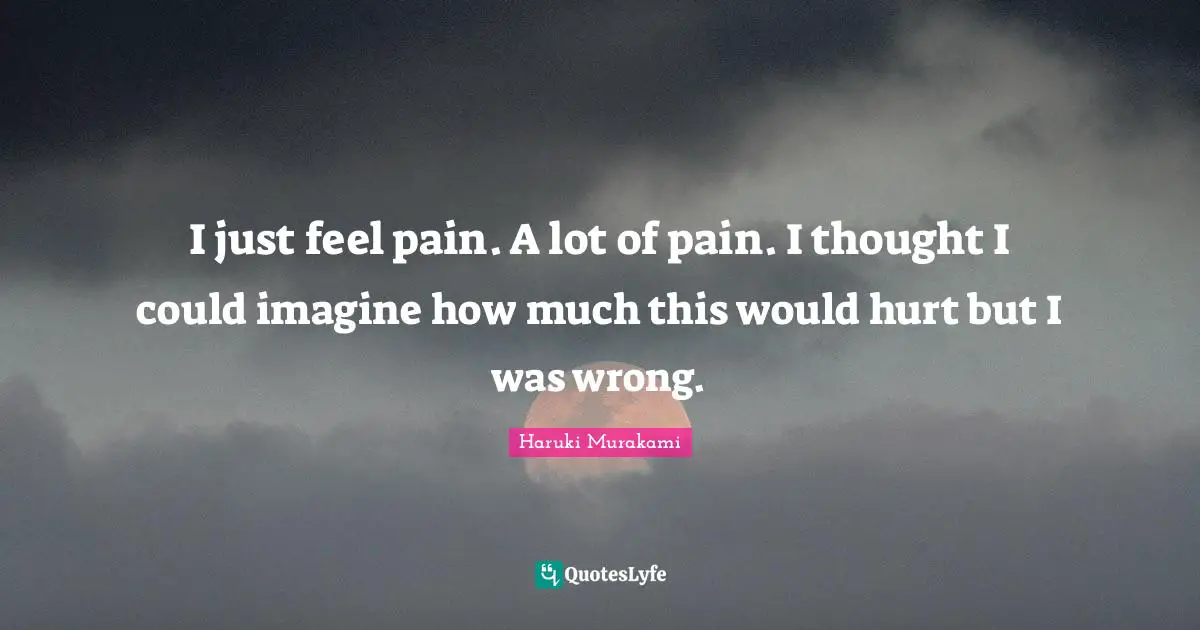 I just feel pain. A lot of pain. I thought I could imagine how much this would hurt but I was wrong.