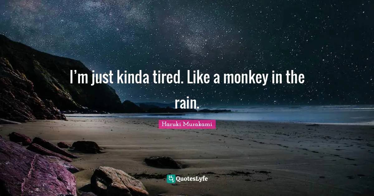 I’m just kinda tired. Like a monkey in the rain.