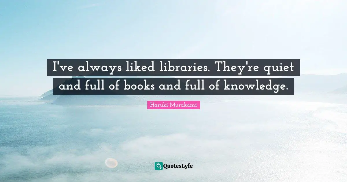 I've always liked libraries. They're quiet and full of books and full of knowledge.