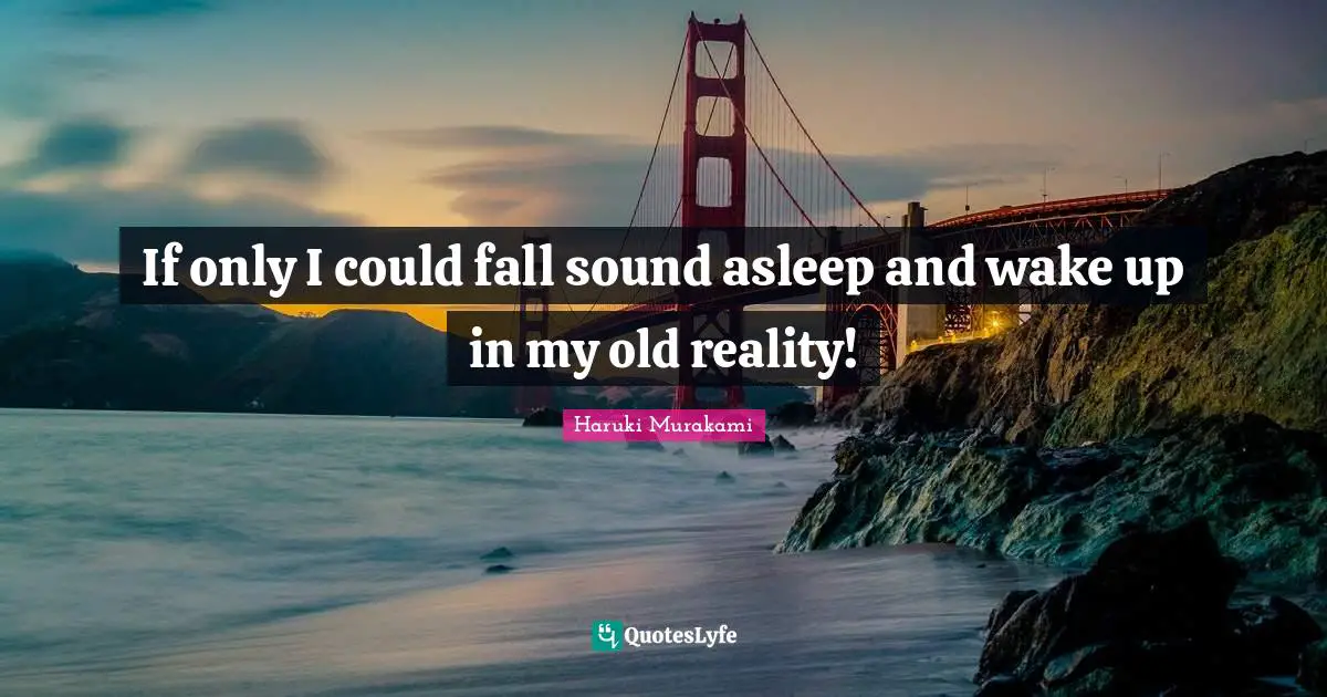 If only I could fall sound asleep and wake up in my old reality!