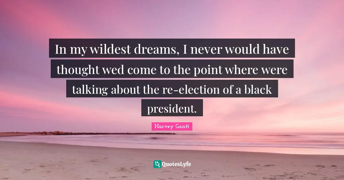 In my wildest dreams, I never would have thought wed come to the point where were talking about the re-election of a black president.