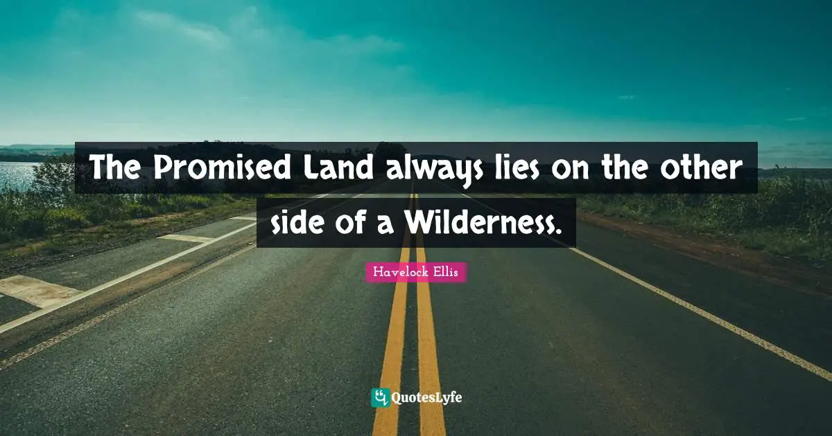 The Promised Land always lies on the other side of a Wilderness.